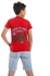 Andora Printed Pattern Front And Back Short Sleeves Boys T-Shirt - Carmine Red