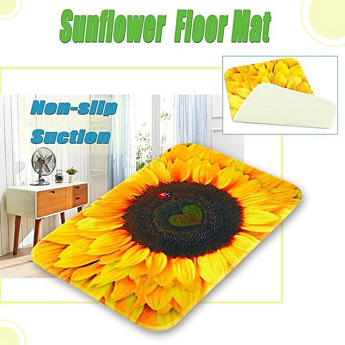Generic 40*60cm Entrance Doormat Funny Plants Sunflower 3D Printing Door Floor Mat For Living Room Bath Kitchen Carpets Bedroom Rub Mats