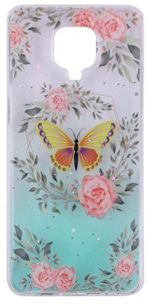 XIAOMI REDMI NOTE 9S/9 PRO - Transparent Silicone Case With Flowers And Butterflies Prints