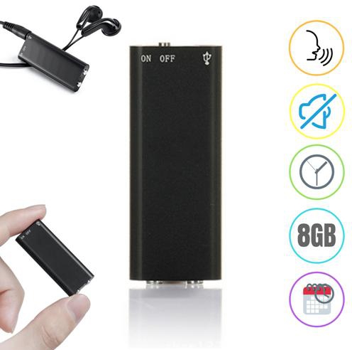 3 In 1 USB Flash Drive MP3 Player Mini Spy Voice Recorder 8GB (Black)