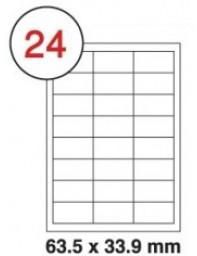 63.5 X 33.9mm White A4 Labels, 24 Per Sheet - Pack of 100 Sheets [2400 Labels]
