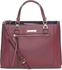 Tommy Hilfiger Faux Leather Bag For Women,Burgundy - Shopper Bags