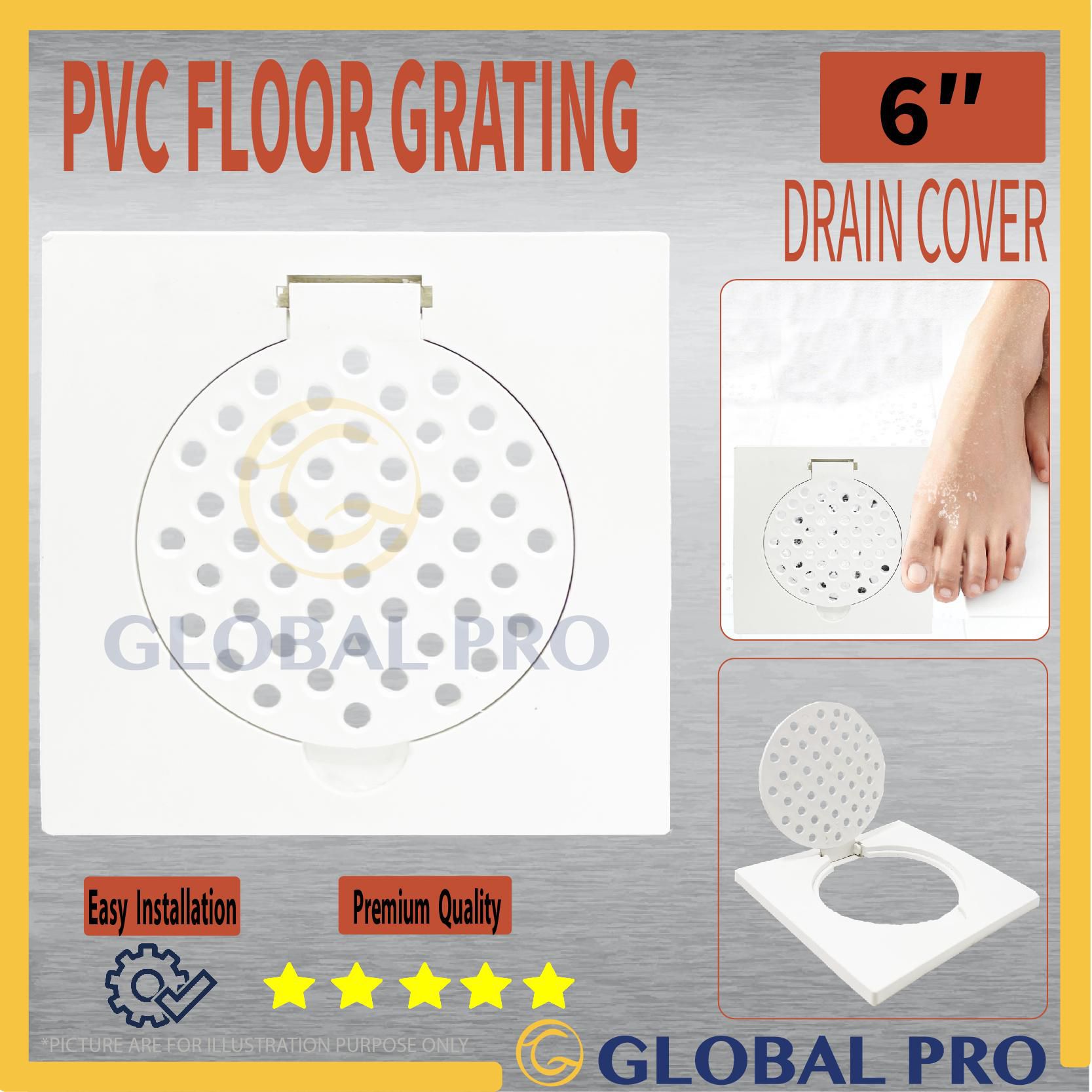 6" Premium PVC Bathroom/Toilet Floor Trap Replacement Penutup