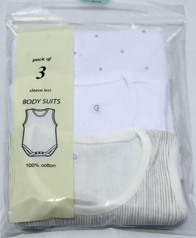Pack Of 3 Sleeveless Baby Bodysuits- 42