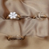 fluffy women accessories White Flower Earing-Set Of Rings 3 Pcs Fluffy Women's Accessories-Gold