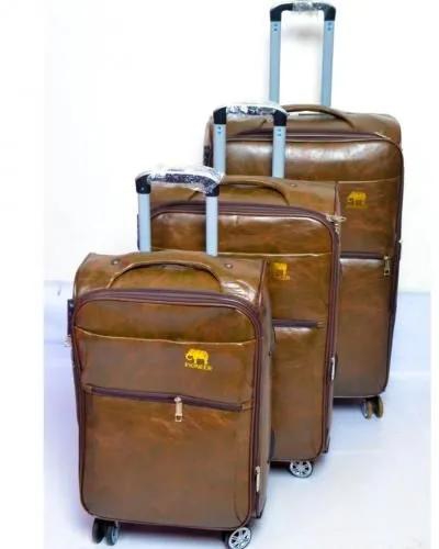 CLEARANCE OFFER 3 in 1 PU Pioneer leather suitcase - dark brown