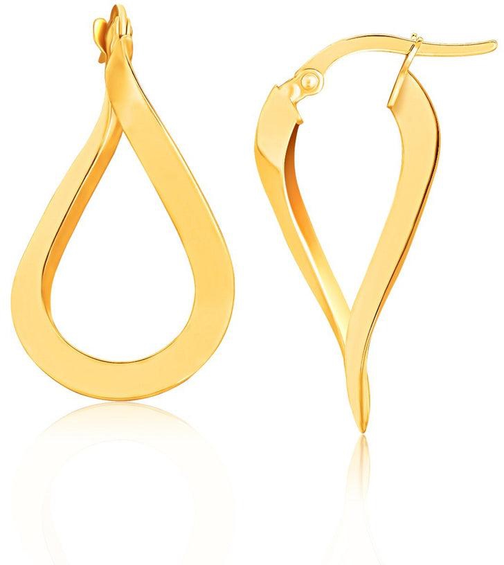 10k Yellow Gold Flat Polished Twisted Hoop Earrings-rx93353