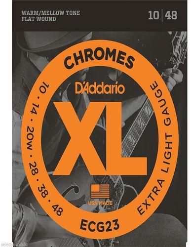 D'Addario ECG23 Chromes Flat Wound Electric Guitar Strings Extra Light - 10-48