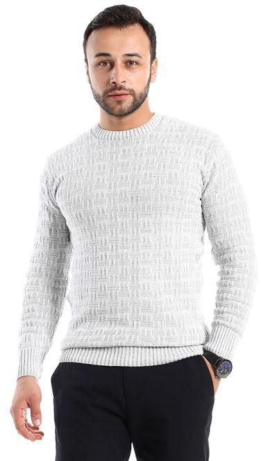 Caesar Light Grey Knitted Wool Winter Pullover