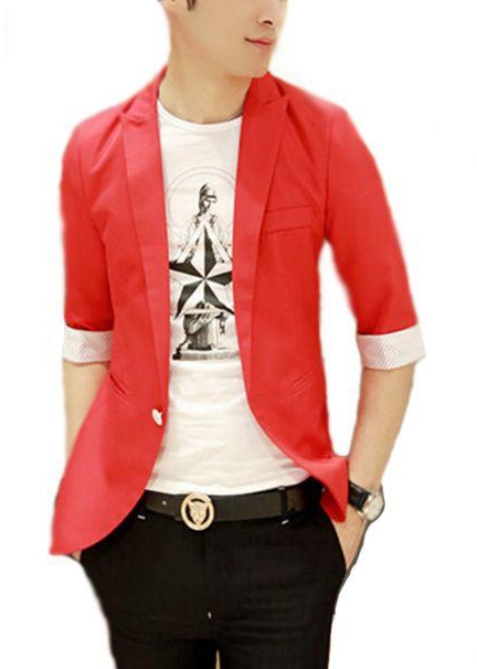 Mens Fashion Korean Slim Fit RED Business Suit - Size L