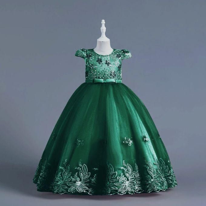 Green Ceremonial Ball Gown, Princess Party Gown