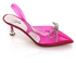 Mr Joe Pointed Toecap Transparent Heeled Slingback Sandal With Decorated Bow - Hot Pink