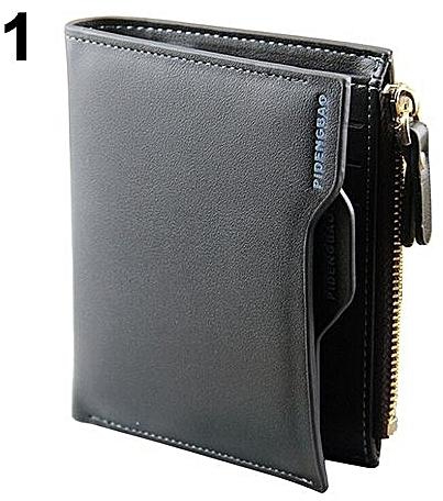 Sanwood Men's Short Vertical Faux Leather Wallet Bifold Card Money Multi-slot Clutch Purse-Black