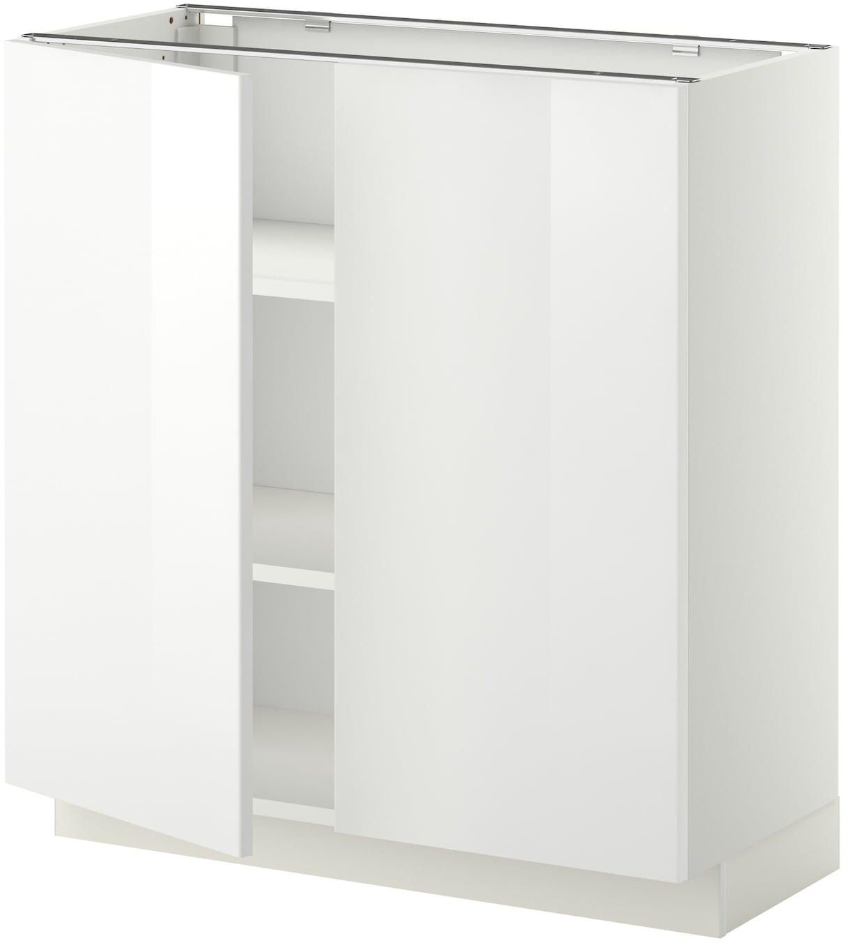 METOD Base cabinet with shelves/2 doors - white/Ringhult white 80x37 cm