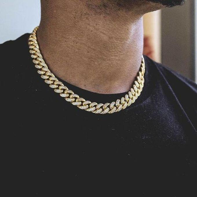 Plated Finish Iced Out Miami Cuban Link Choker Chain