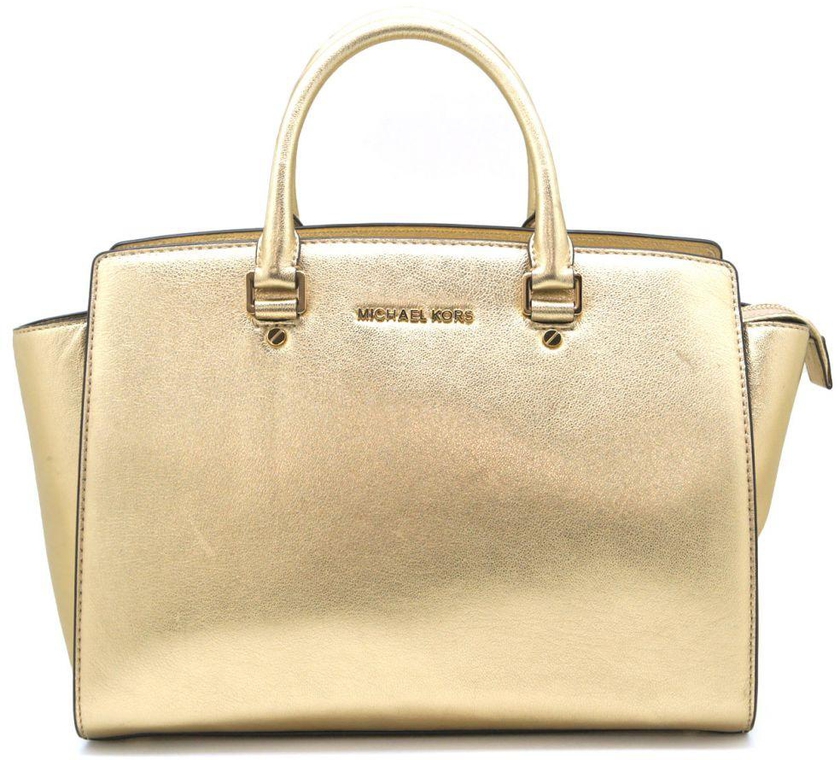 مايكل كورس حقيبة جلد للنساء - ذهبي - حقائب صلبة