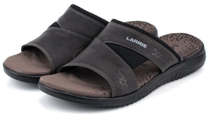 LARRIE Sandals for Men Open Toe Strap Sliders - 5 Sizes (Black)