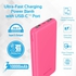 Promate 10000mAh Power Bank, High Capacity Power Bank with Ultra-Fast Dual USB Port, Auto Voltage Regulation and Input/ Output Type-C Charging Port for Smartphones, Tablets, GPS, Voltag-10C Pink