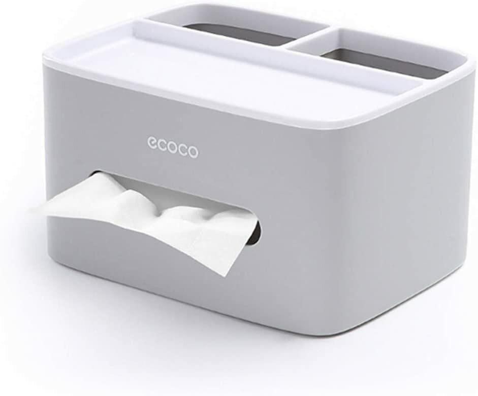 Aiwanto Multifunction Tissue Box, Remote Control and Tissue Holder, Organizer with Tissue Box - Gray
