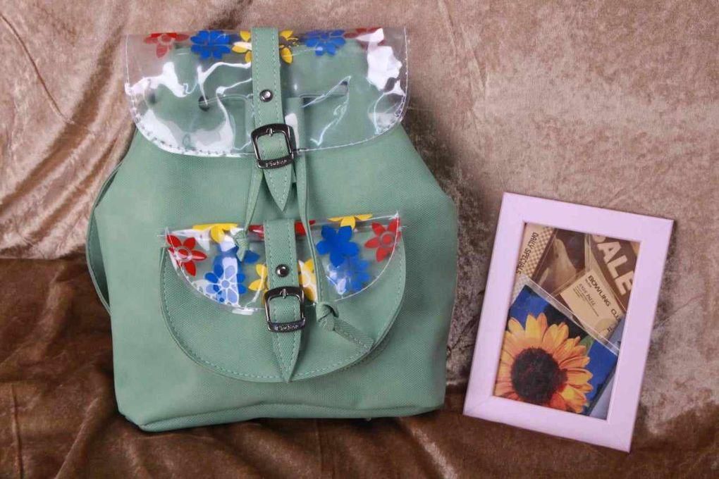 Fashion Flower Backpack Back Pack Green Color