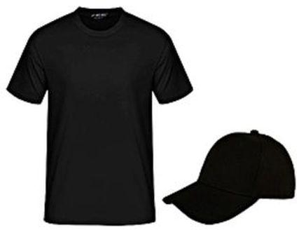 Mens 2 In 1 Polo T-Shirt Short-sleeve And Face-Cap-black