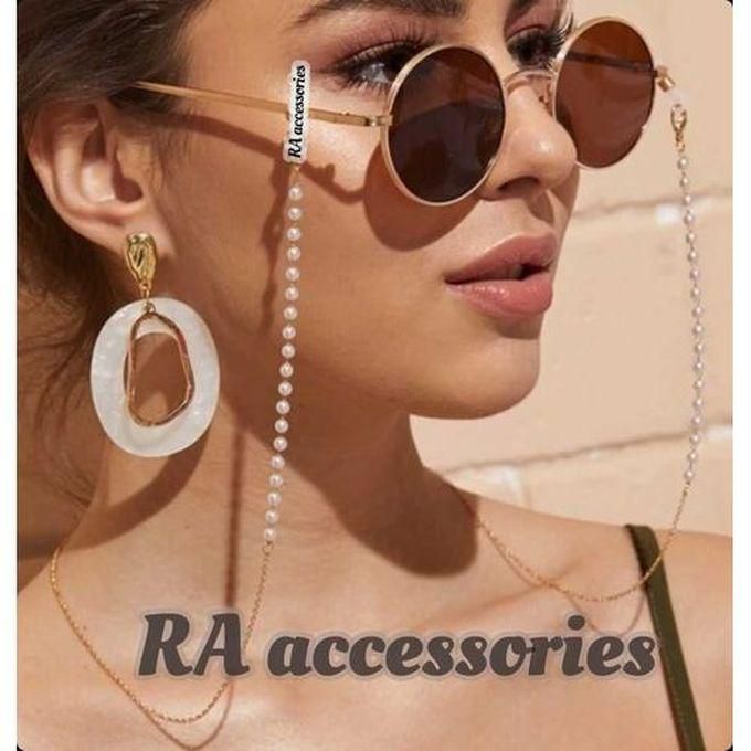 RA accessories سلسلة نظارة لؤلؤ مع سلسلة معدن ذهبى