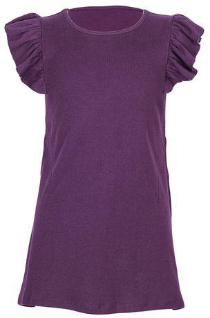 Fashion Girls Purple Frilled Sleeves Cotton Dress Top