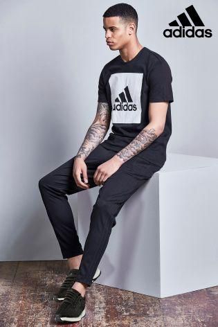 adidas Black Large Box Logo T-Shirt