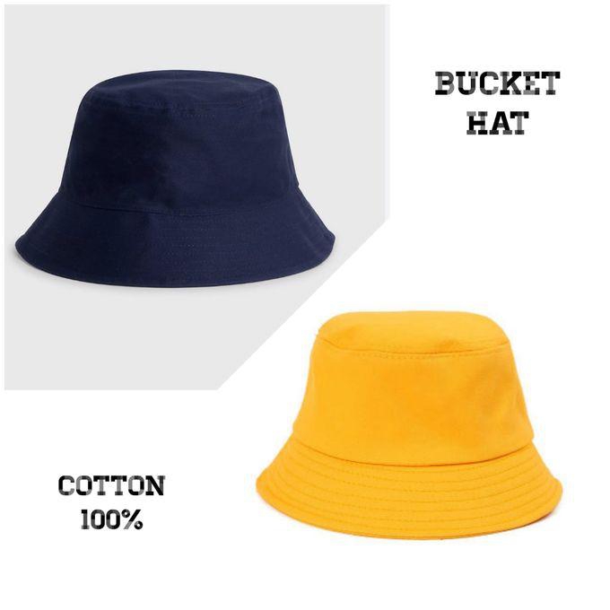 2 Bucket Hats Imported Cotton 100% Dark Blue & Yellow