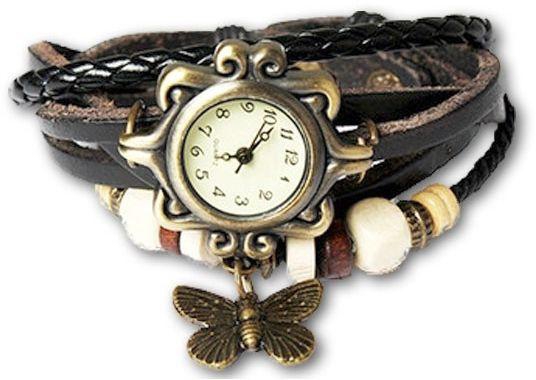 Boho Chic Vintage Inspired Butterly Bracelet Watch - Black [BC-FA-BFLY-3-001BK]