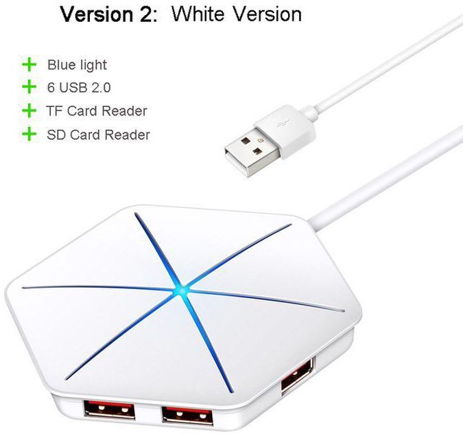Ice Coorel Usb 2.0 Hub High Speed External 6 Port USB Hubs