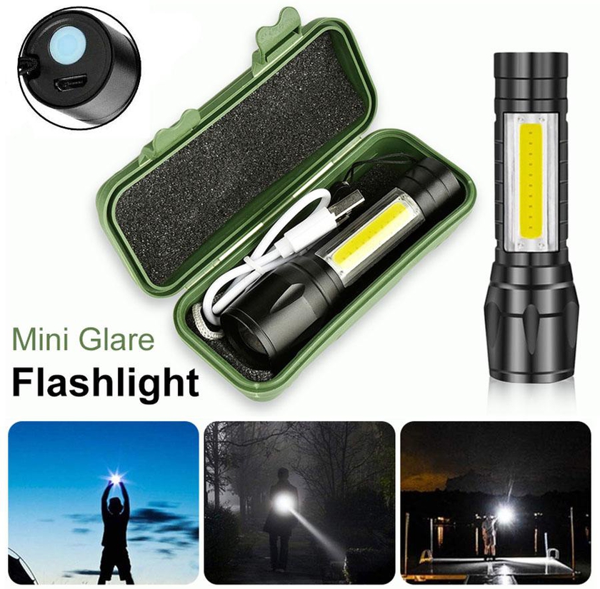 Mini Torch Light Rechargeable 3 Modes LED Super Bright Light Outdoor