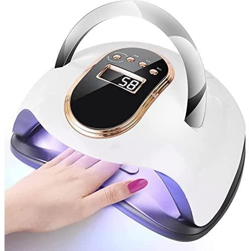 Beauenty 168W UV Led Nail Lamp Faster Gel Nail Dryer LED Nail Light Professional Gel Polish UV Curing Lamp with 4 Timmer Setting Protable Handle Large Space LCD Screen Automatic Sensor