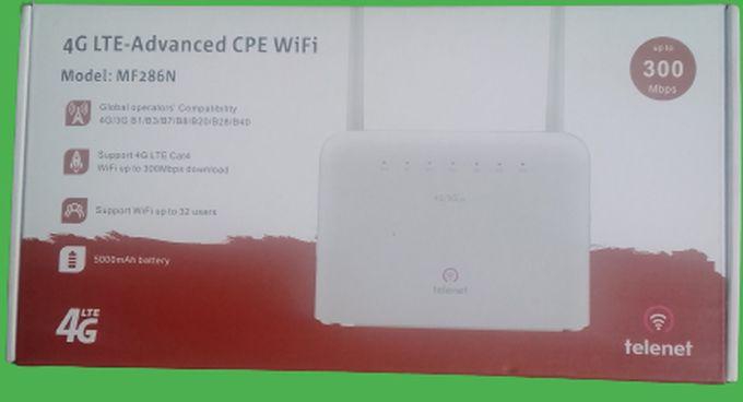 Telenet 4G LTE Universal 300 Mbps Advanced CPE WiFi Router With Backup Battery For All Networks