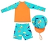 Boys Long Sleeve Swimwear Rash Guard Swimsuit Set UPF 50+ Swim Bathing Suit 3 Piece UV Sun Protection Rashguard Orange 7-8 Years