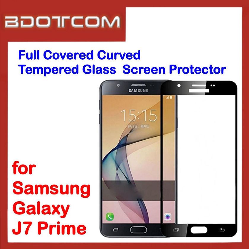 Bdotcom Full Curved Glass Screen Protector for Samsung Galaxy J7 Prime (Black)