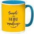 Smile Printed Coffee Mug Yellow/Blue 11ounce