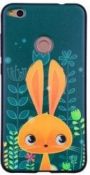 Adorable rabbit Phone Case For Huawei P8 lite 2017 Fashion Cartoon Relief Soft Silicone TPU Cover Cases Protection - Black