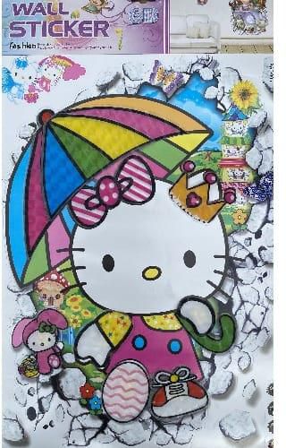 6d Kids Decorative Cartoon Wall Sticker - Hello Kitten