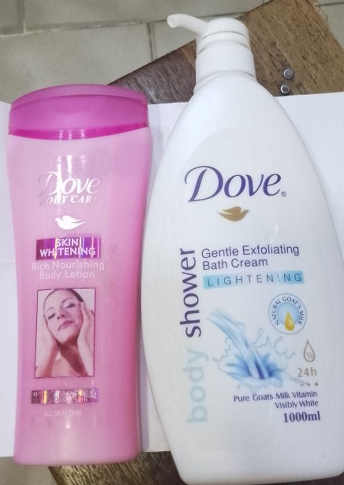 Dove Exfoliating Shower Bath And Rich Nourishing Lotion