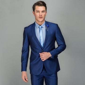 Men's latest suit dress suit two sets of bright sapphire blue two-piece suit can be customized Bright blue 44y/28 (s)