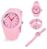 UNIVERSAL Casual LU Fashion Silicone Watch Strap Bracelet Wrist Quartz Wrist Watch Quartz Pink