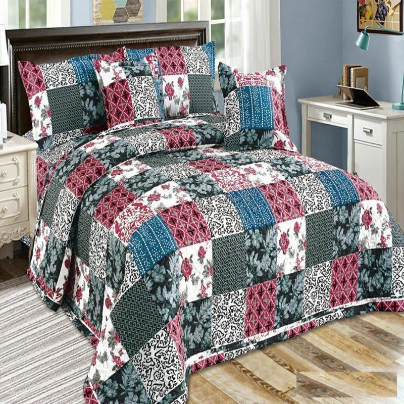 6-Piece Large Bed Quilt Cover Set Fabric Multicolor Model Number: 002 - MMYH