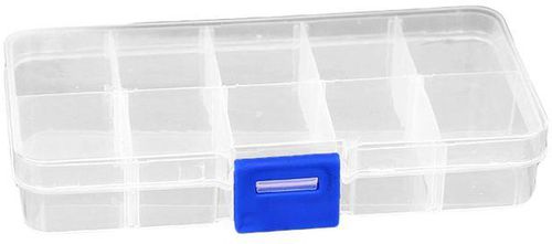 Generic 10 Grids Plastic Storage Box For Small Component Jewelry Tool White&blue