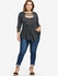 Plus Size Striped Marled Ruched Long Sleeves T-shirt - 2x | Us 18-20