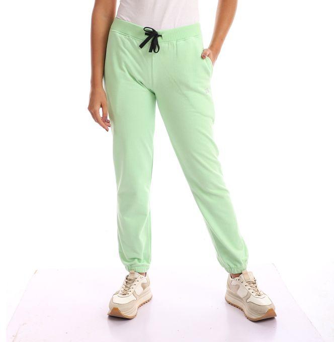Izor Elastic Waist With Drawstring Fleece Sweatpants - Lime Green