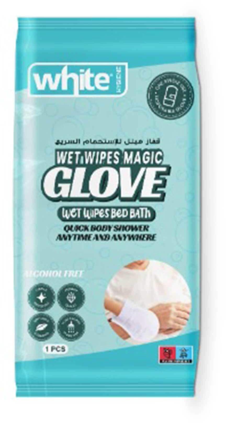 White Wipes Glove for Quick Bath - 1 Piece