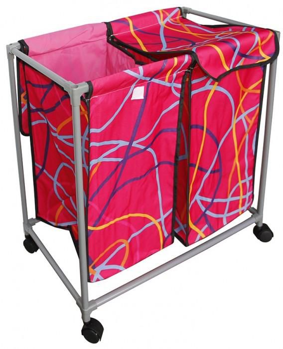 In-House Double Bag Laundry Hamper with wheel [LS-1103 RED]