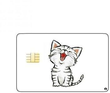 PRINTED BANK CARD STICKER Cute Cat Drawing