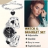 TERRIFI Watches for Women Heart Shaped Watch and Bracelet Set for Girls Ladies Bangle Watches Elegant Diamond Rhinestone Slim Wrist Watch Silver Crystal Bracelet Valentines Gifts for Her